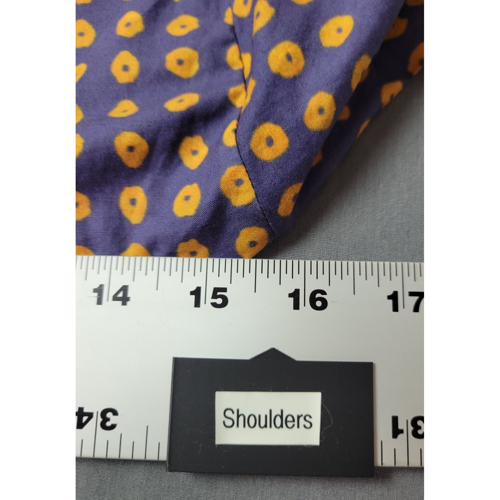 Saaksha & Kinni Indigo Gold Polka Dot Mandarin Collar Button Down Shirt Blouse M — image 8 of 8